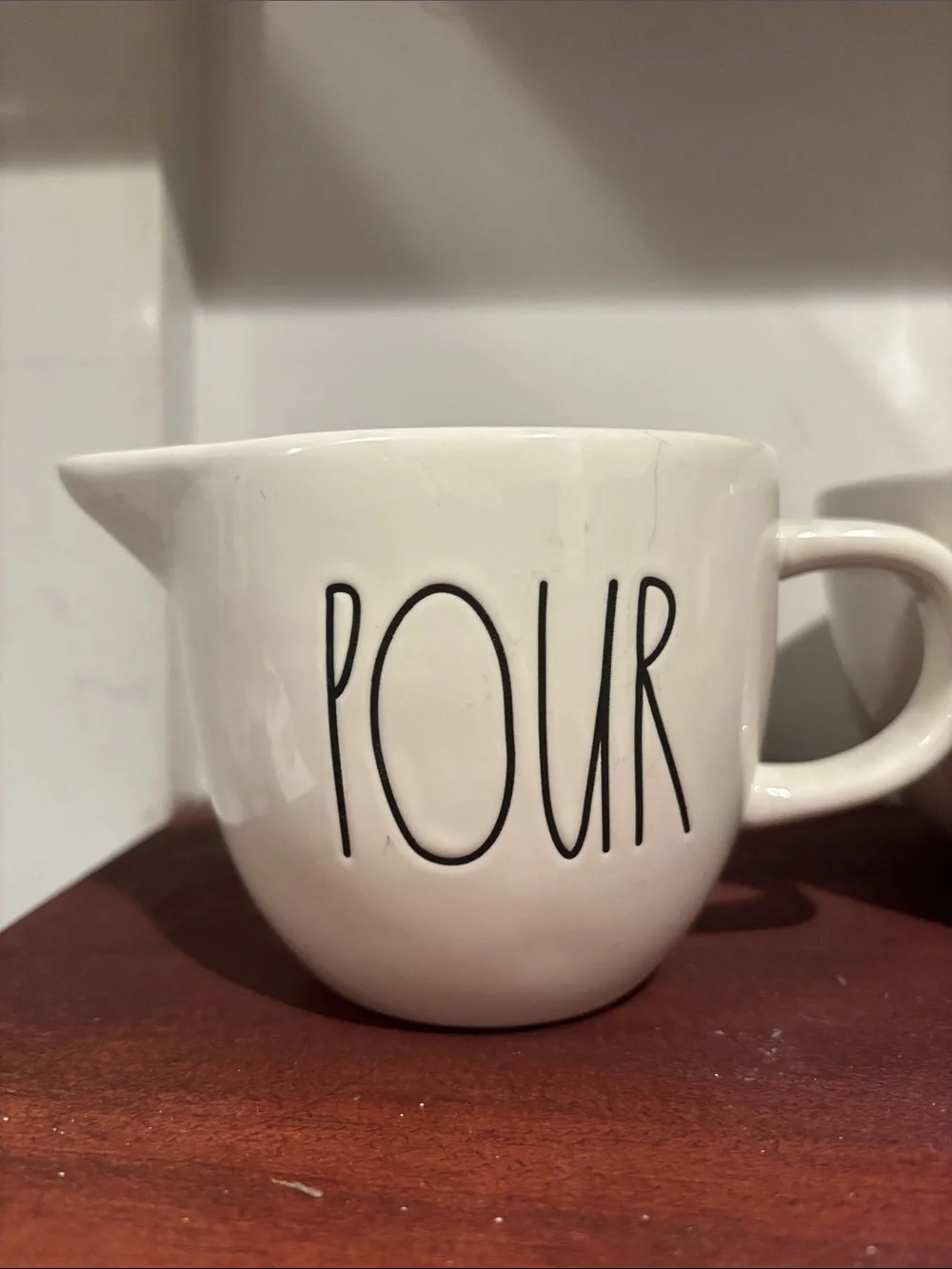 Rae Dunn White Ceramic 'Enjoy' Bowl with Two 'Pour' Creamers
